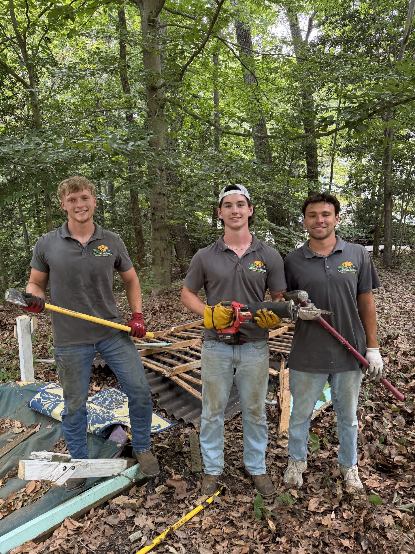 Demolition and haul-away crew at work in Calvert County, Maryland